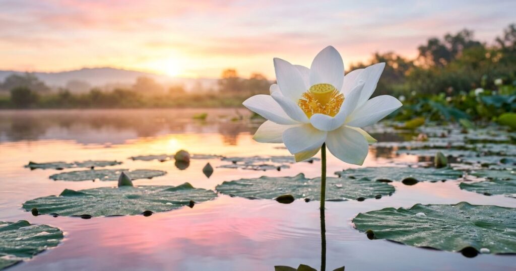white lotus flower 